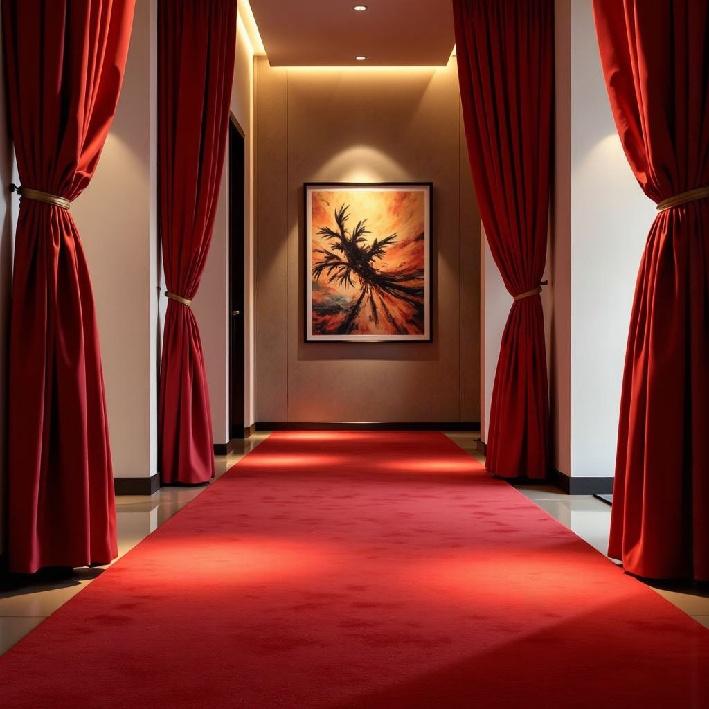 Luxurious red carpet for a warm home atmosphere